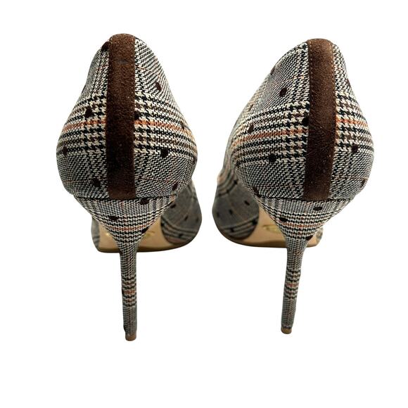 Sarah Flint Perfect Pump 100 Espresso Glen Check Plaid Suede Heels 39.5 (8.5 US) - Picture 5 of 9